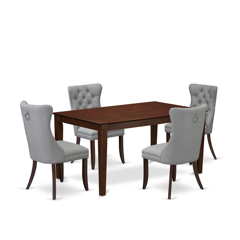 Pemberly Row Dining Table Set 5-Piece Rubberwood Mahogany/Light Gray