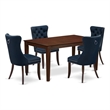 Pemberly Row Dining Table Set 5-Piece Rubberwood Mahogany/Navy Blue