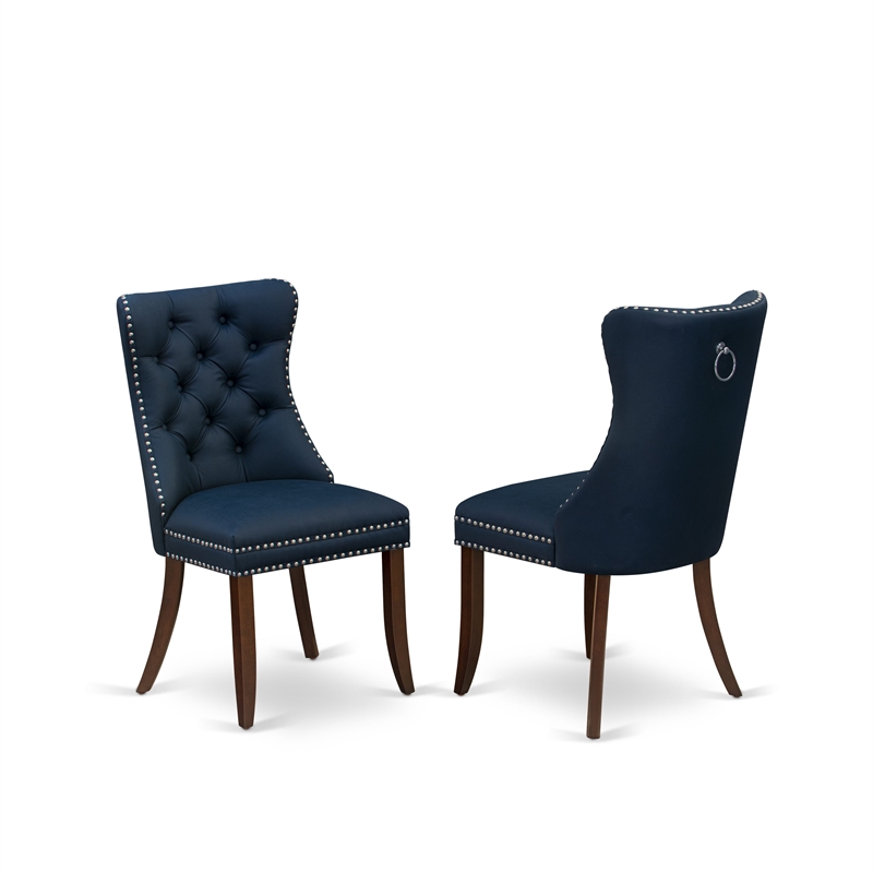 Pemberly Row Dining Table Set 5-Piece Rubberwood Mahogany/Navy Blue