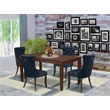 Pemberly Row Dining Table Set 5-Piece Rubberwood Mahogany/Navy Blue