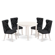 Pemberly Row 5-Piece Dining Table Set with Faux Leather Chairs in Linen White