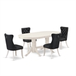 Pemberly Row 5-Piece White Kitchen Set with Oval Table and Gray Chairs
