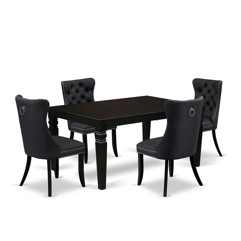 Pemberly Row 5-Piece Rectangle Dining Table Set in Black/Dark Gray