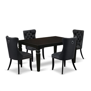 Pemberly Row 5-Piece Rectangle Dining Table Set in Black/Dark Gray