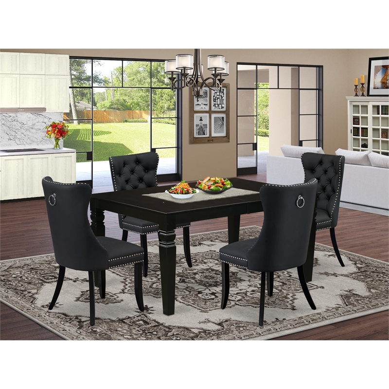 Pemberly Row 5-Piece Rectangle Dining Table Set in Black/Dark Gray