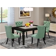 Pemberly Row 5-Piece Rectangular Dining Table Set in Black/Willow Green