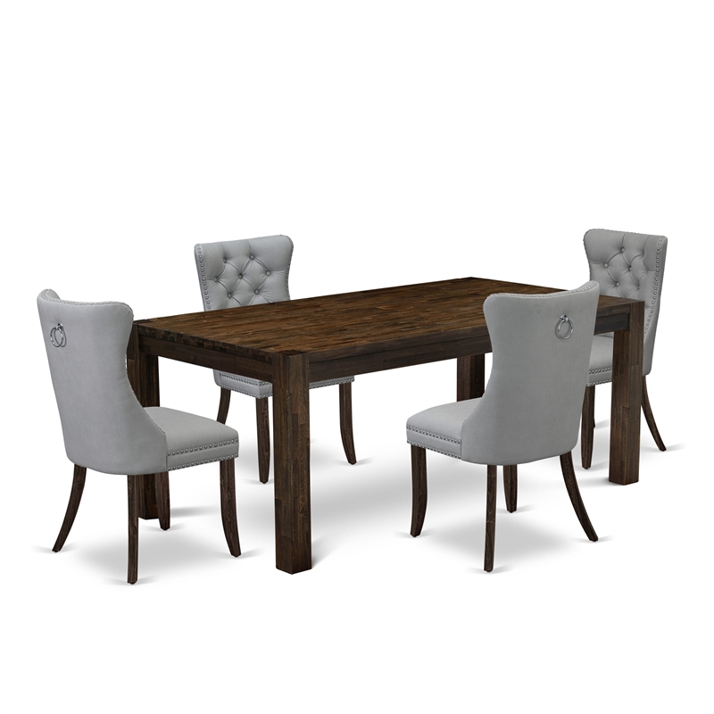 Pemberly Row 5-Piece Kitchen Dining Table Set in Light Gray and Jacobean