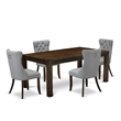 Pemberly Row 5-Piece Kitchen Dining Table Set in Light Gray and Jacobean