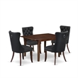 Pemberly Row 5-Piece Dining Set with Butterfly Leaf in Mahogany and Gray