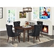 Pemberly Row 5-Piece Dining Set with Butterfly Leaf in Mahogany and Gray