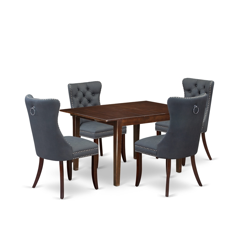 Pemberly Row 5-Piece Kitchen Dining Table Set in Mahogany and Platinum Gray