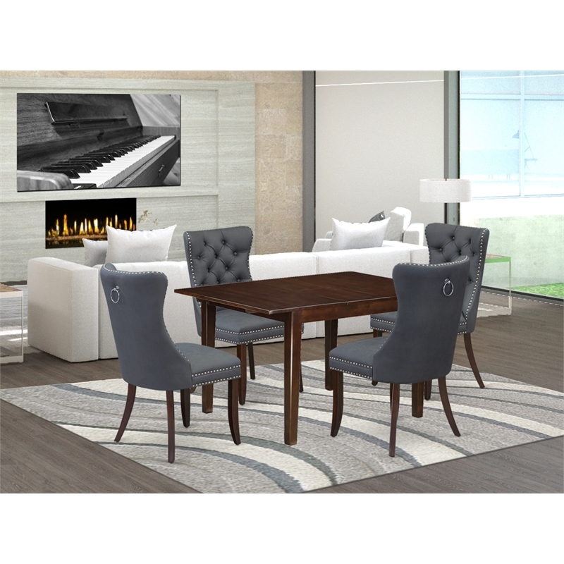 Pemberly Row 5-Piece Kitchen Dining Table Set in Mahogany and Platinum Gray