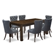 Pemberly Row 7-Piece Dining Set with Rubber Wood Table and Platinum Gray Chair