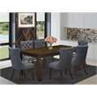 Pemberly Row 7-Piece Dining Set with Rubber Wood Table and Platinum Gray Chair