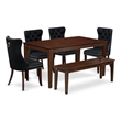 Pemberly Row 6-Piece Dining Set with Wood Frame in Mahogany Finish