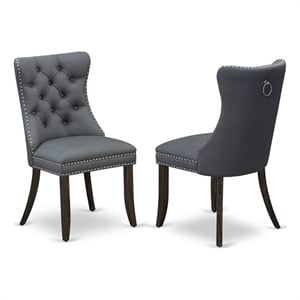 Pemberly Row Parson Dining Chair in Platinum Gray Faux Leather (Set of 2)