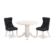 Pemberly Row 3-Piece Dining Room Set Rubber Wood Faux Leather Linen White