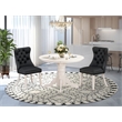 Pemberly Row 3-Piece Dining Room Set Rubber Wood Faux Leather Linen White