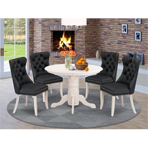 Pemberly Row 5-Piece Dinette Set in Wood Linen White and Dark Gray
