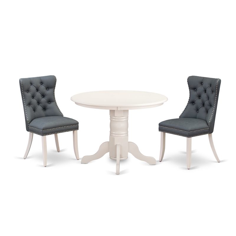 Pemberly Row 3-Piece Kitchen Set in Wood Linen White and Platinum Gray