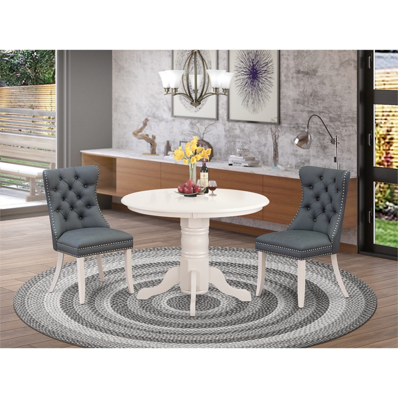 Pemberly Row 3-Piece Kitchen Set in Wood Linen White and Platinum Gray