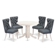 Pemberly Row 5-Piece Kitchen Table Set in Wood Linen White and Platinum Gray