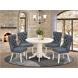 Pemberly Row 5-Piece Kitchen Table Set in Wood Linen White and Platinum Gray
