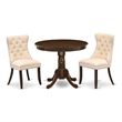 Pemberly Row 3-Piece Dining Set with Round Table & Upholstered Chairs
