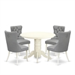 Pemberly Row 5-Piece Wood Kitchen Table Set in Linen White/Light Gray