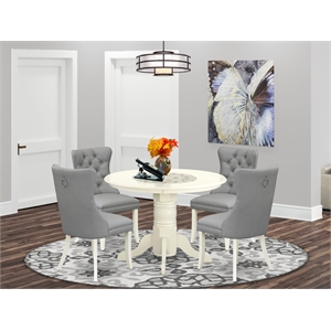 Pemberly Row 5-Piece Wood Kitchen Table Set in Linen White/Light Gray