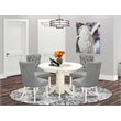 Pemberly Row 5-Piece Wood Kitchen Table Set in Linen White/Light Gray