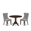 Pemberly Row 3-Piece Round Wood Dining Set Mahogany and Light Gray Finish