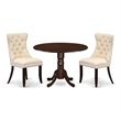 Pemberly Row 3-Piece Dining Table Set with Dropleaf in Mahogany/Light Beige