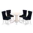 Pemberly Row 5-Piece Rubber Wood Dining Table Set Black Linen Fabric