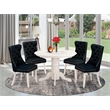 Pemberly Row 5-Piece Rubber Wood Dining Table Set Black Linen Fabric