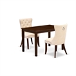 Pemberly Row 3-Piece Dining Set with Upholstered Chairs in Beige/Walnut