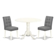 Pemberly Row 3-Piece Dining Set with Dropleaf Table in Linen White Finish
