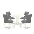 Pemberly Row 5-Piece Dropleaf Dining Set in Linen White with Gray Chairs