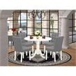Pemberly Row 5-Piece Dropleaf Dining Set in Linen White with Gray Chairs