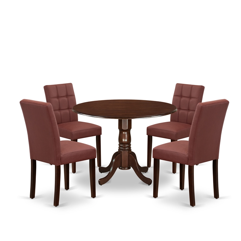 Pemberly Row 5-Piece Mahogany Dining Set with Faux Leather Chairs