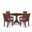 Pemberly Row 5-Piece Mahogany Dining Set with Faux Leather Chairs
