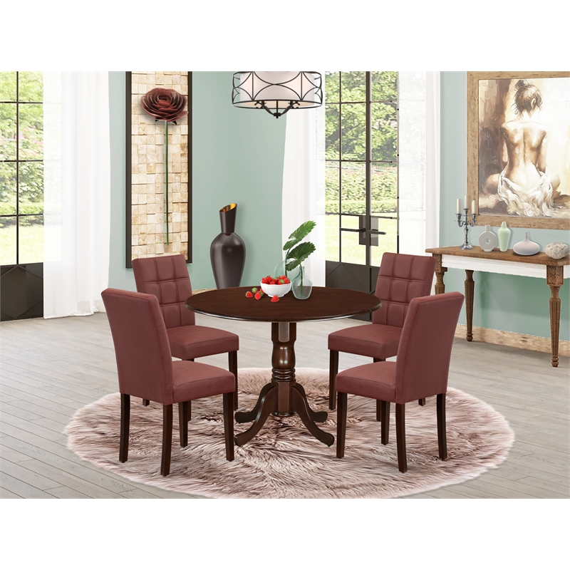 Pemberly Row 5-Piece Mahogany Dining Set with Faux Leather Chairs