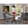 Pemberly Row 3-Piece Antique Walnut Dining Set with Platinum Gray Chairs