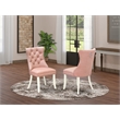 Pemberly Row Faux Leather Parson Dining Chair in Beige Red (Set of 2)