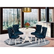 Pemberly Row 5-Piece Dining Room Set in Linen White/Navy Blue