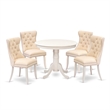 Pemberly Row 5-Piece Dining Table Set in Linen White/Light Beige