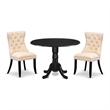 Pemberly Row 3-Piece Dining Table Set in Black/Light Beige