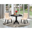 Pemberly Row 3-Piece Dining Table Set in Black/Light Beige