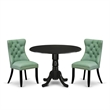 Pemberly Row 3-Piece Kitchen Table Set with Dropleaf in Black Finish