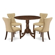 Pemberly Row 5-Piece Dining Set in Walnut Finish with Upholstered Chairs